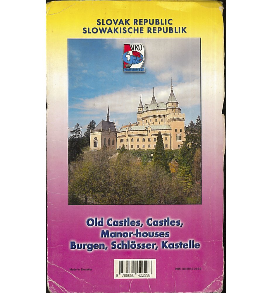 Słowacja zamki, pałace. Mapa 1:500 000