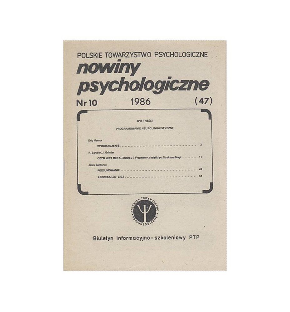 Nowiny psychologiczne 10 (47) 1986