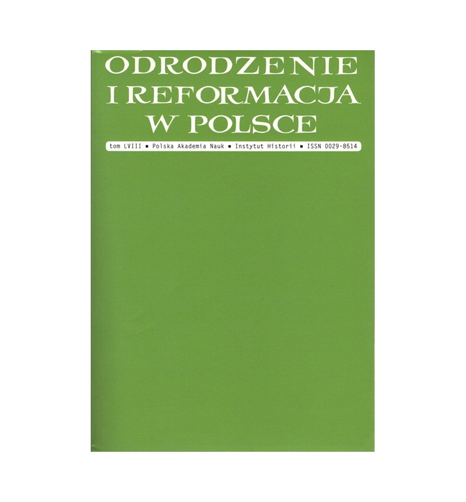 Odrodzenie i Reformacja w Polsce, tom 58/2014